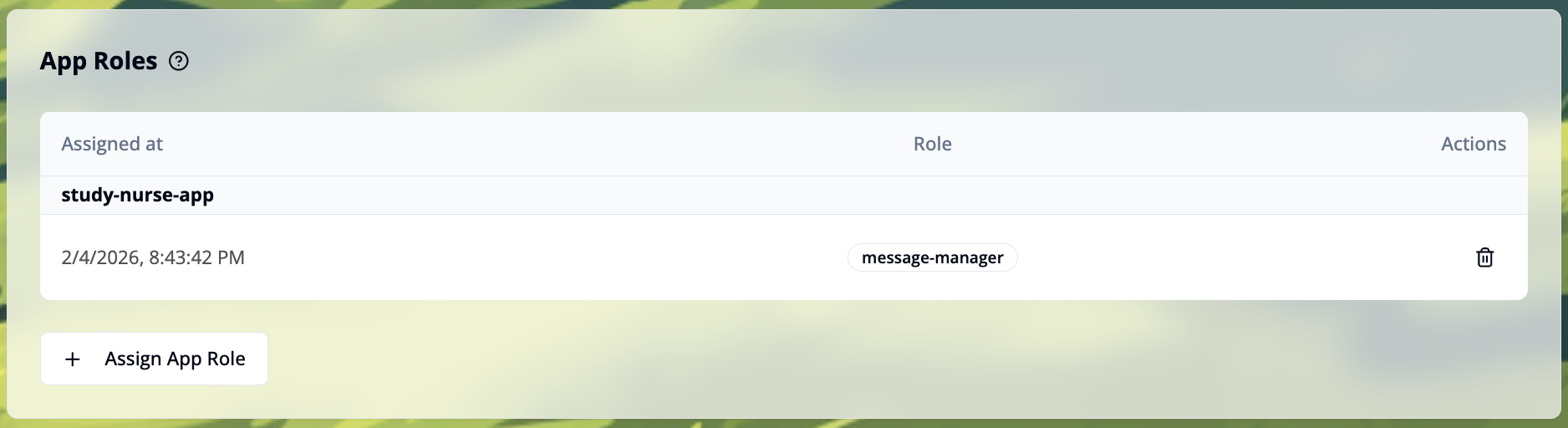 App Roles List