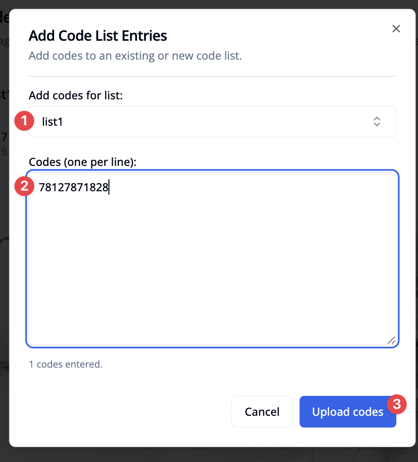 Add Code List Entries