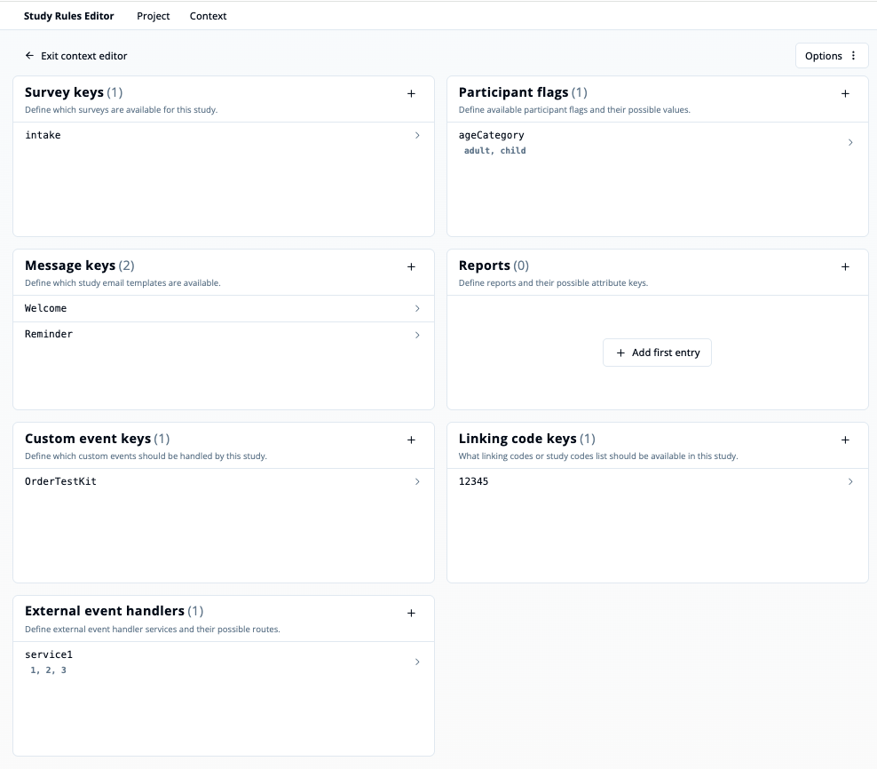 Overview of context editor