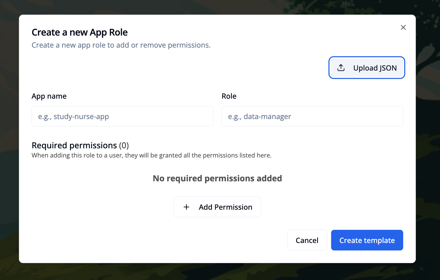 Add app role template modal