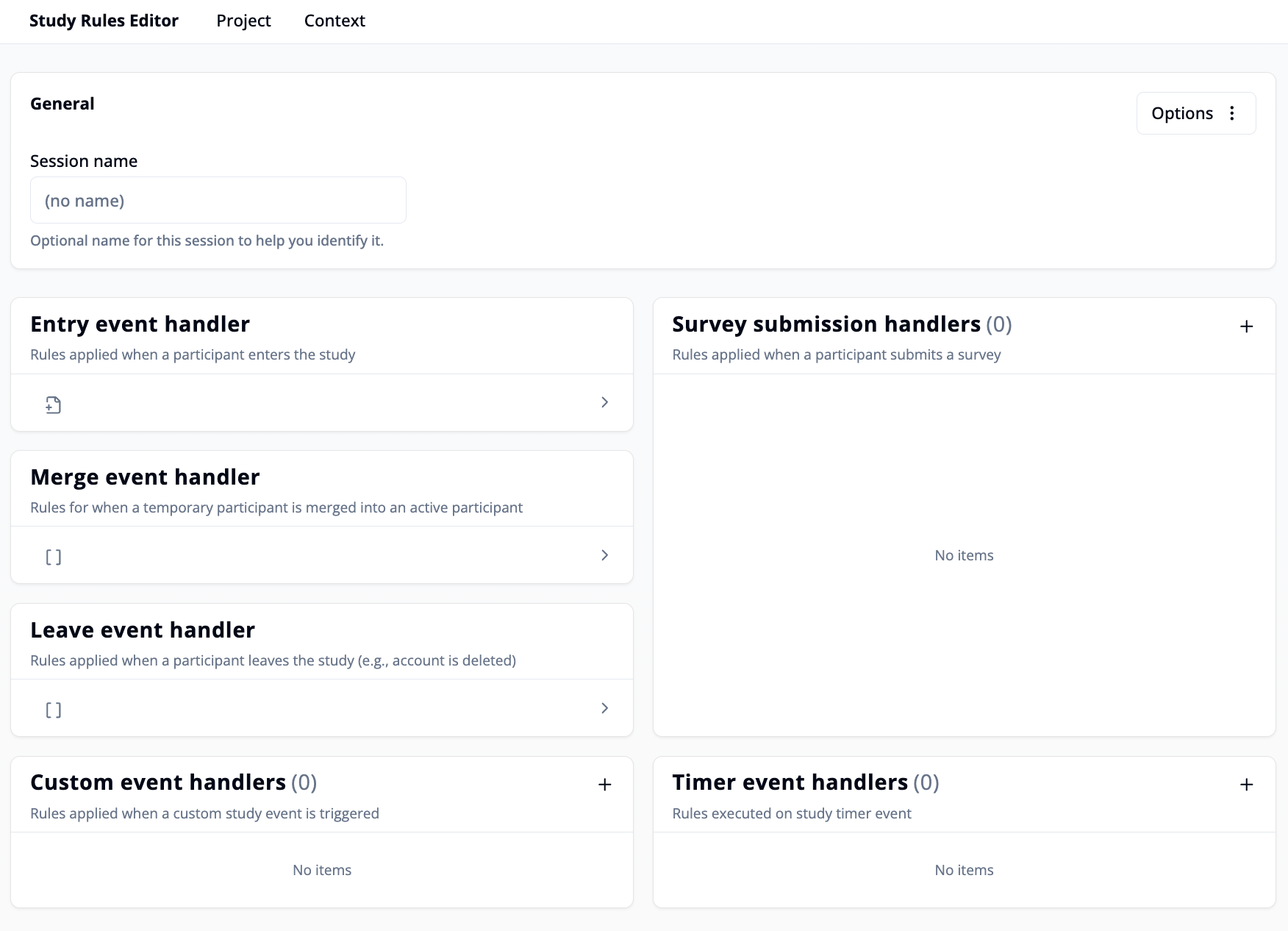 Overview of study rules dashboard