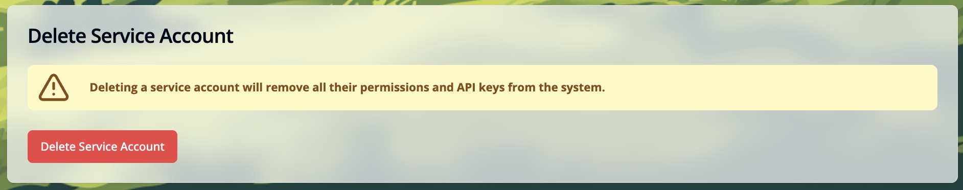 Delete Service Account