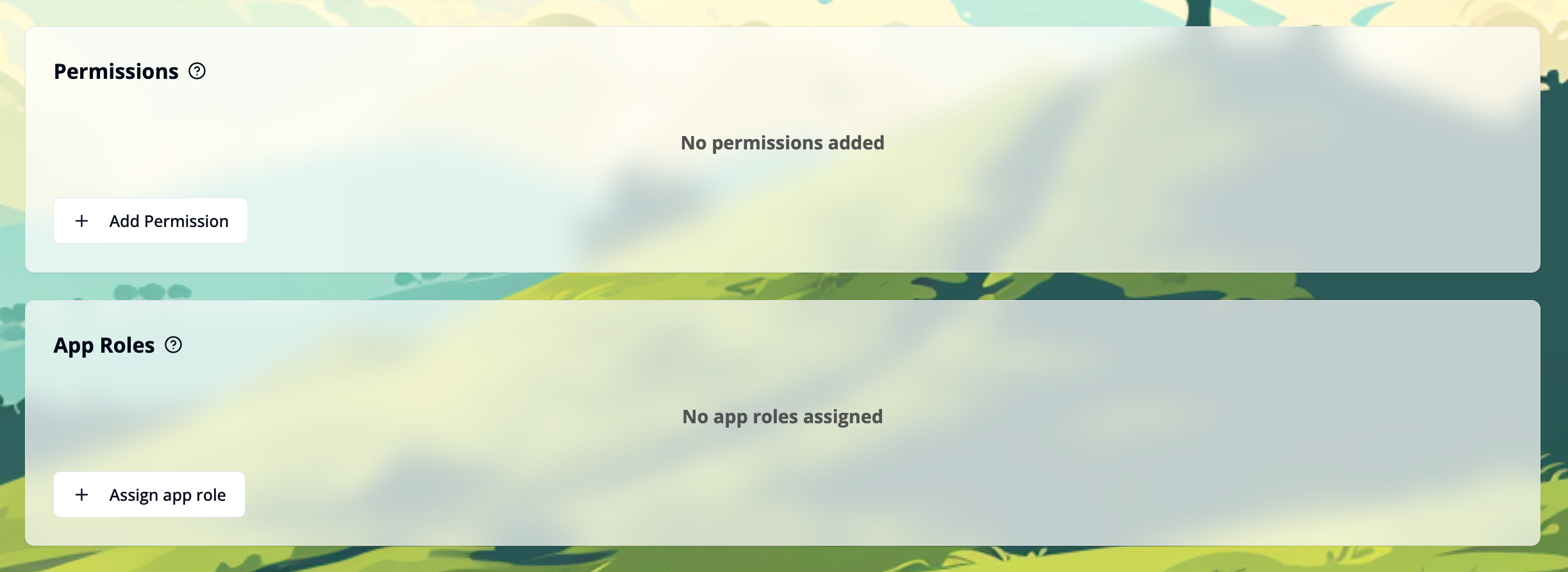 Empty permissions and roles