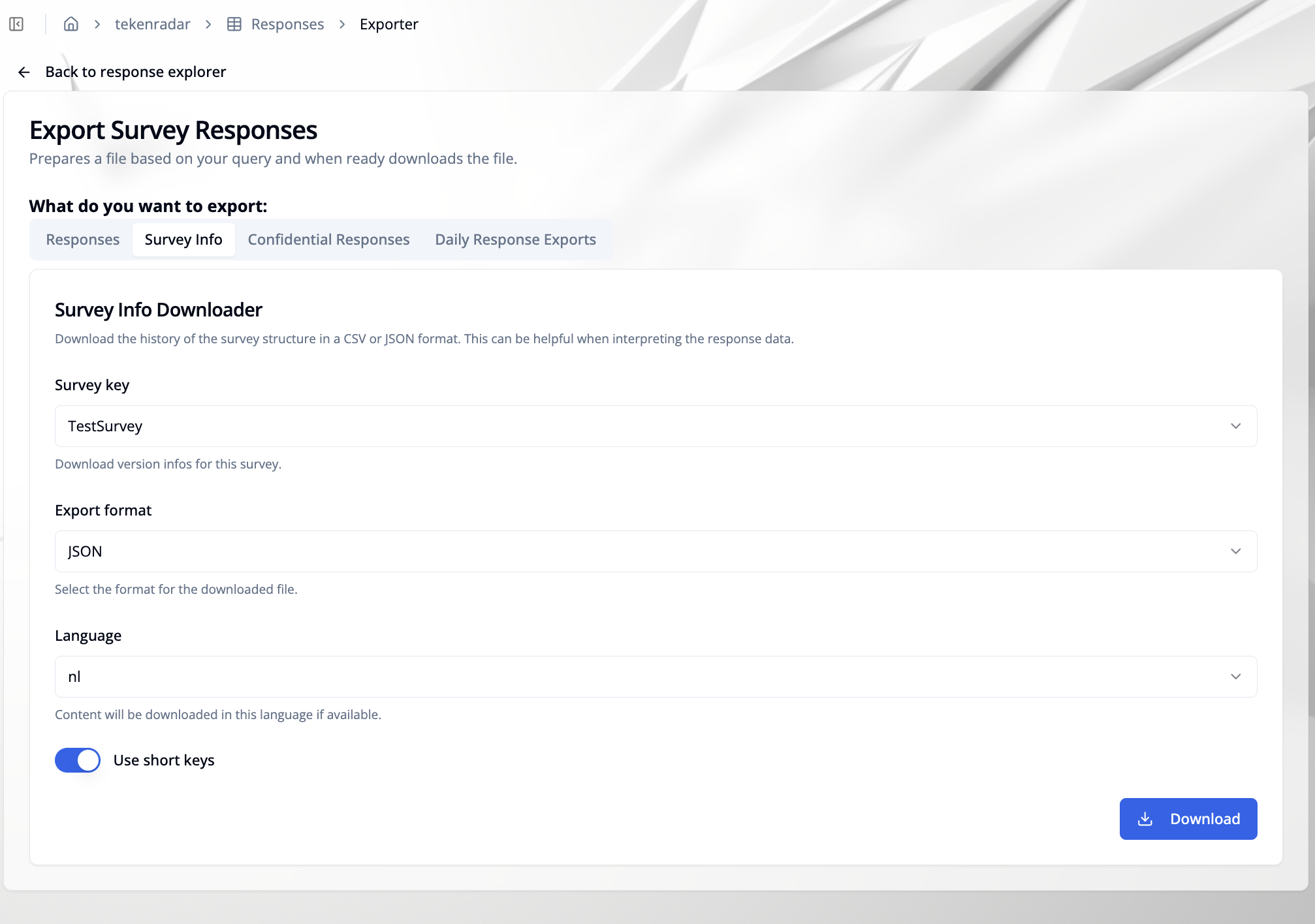 Survey Info export