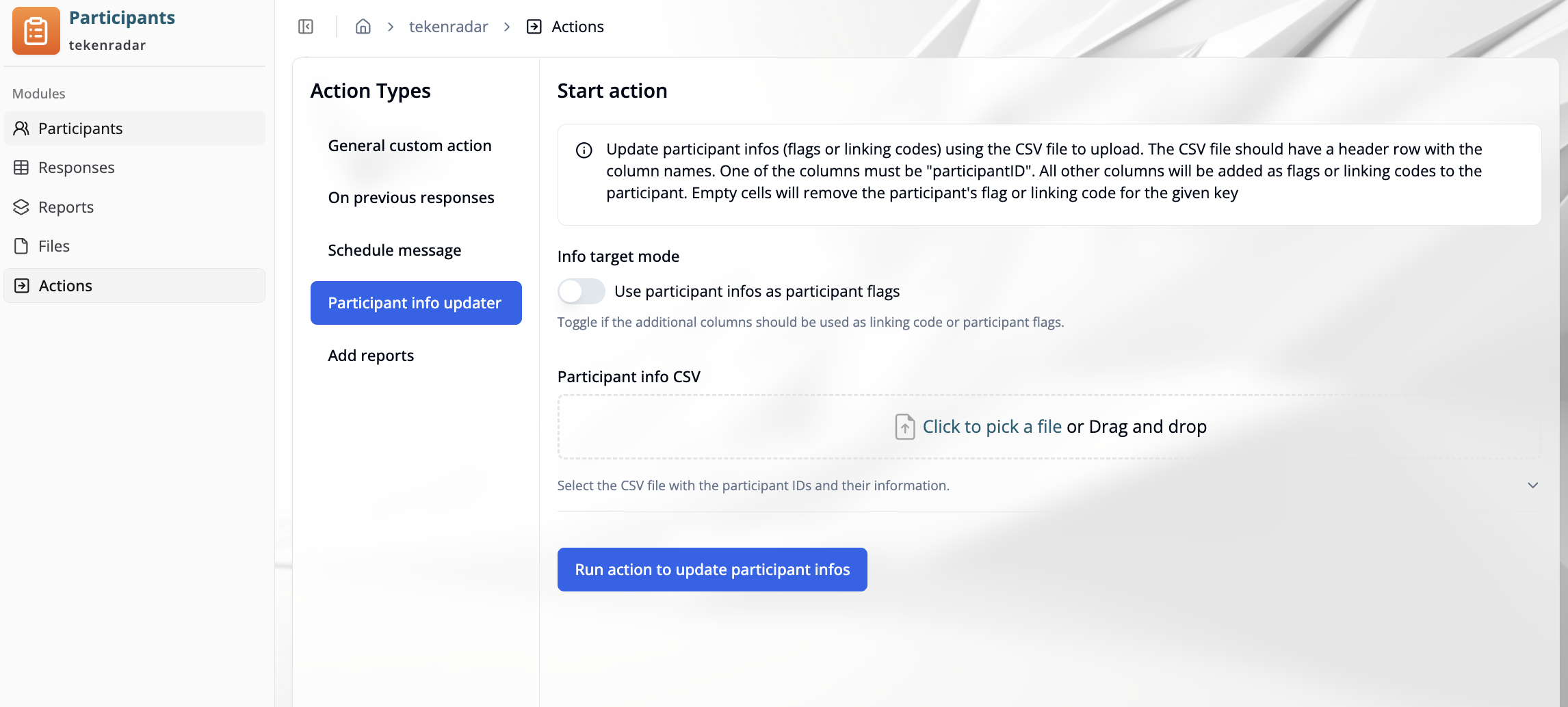Participant info updater
