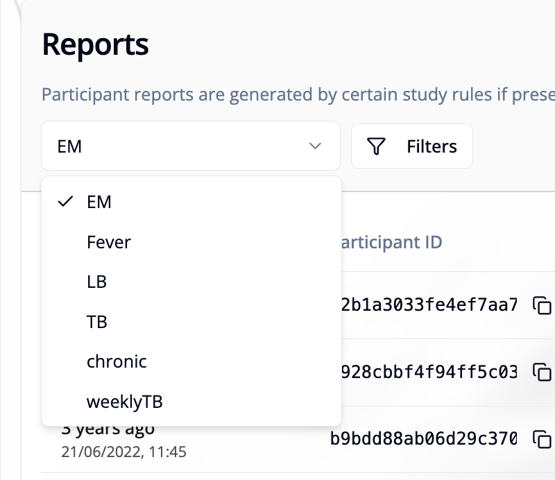 Report key selector