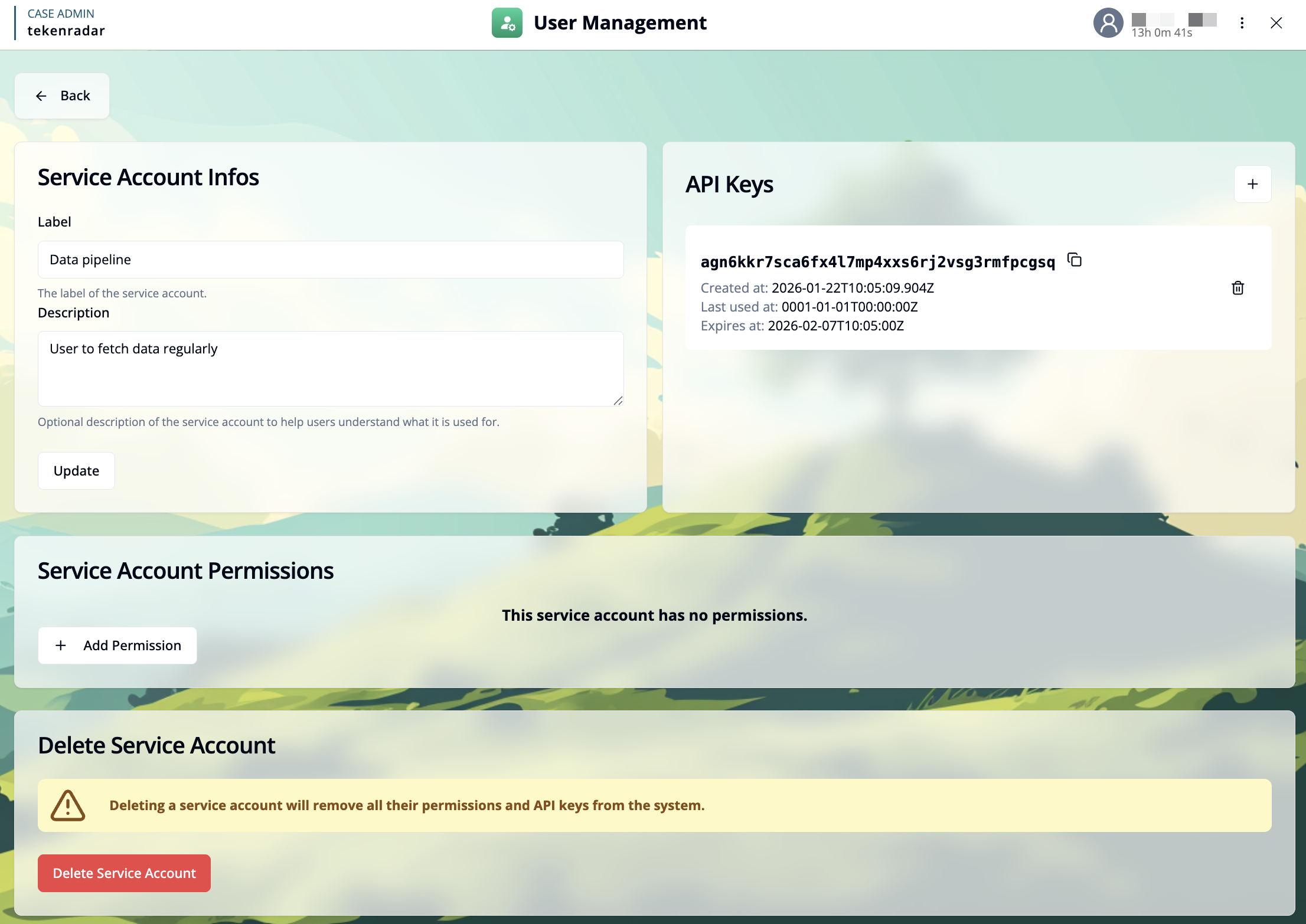 Service Account Details