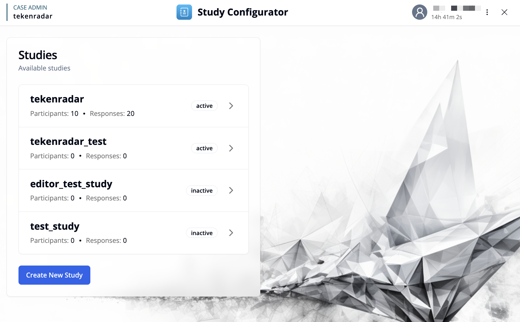 Study Configurator starting page