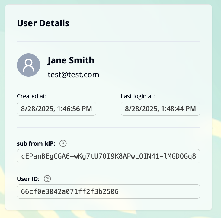 User details